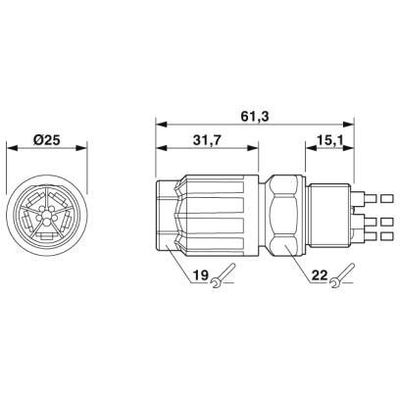 QPD W 3PE1,5 8-13 M20 1,0 BK - Phoenix Contact - 1414679 - изображение 3