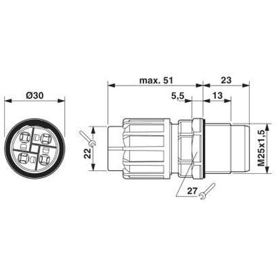 QPD W 3PE2,5 9-14 M25 DT BK - Phoenix Contact - 1582181 - изображение 3