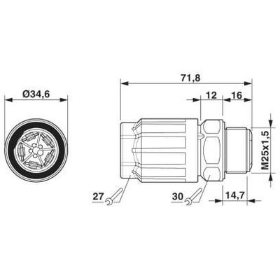 QPD W 4PE2,5 M25 1,0 BK - Phoenix Contact - 1582566 - изображение 2